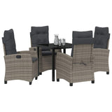 Garden Dining Set with Cushion 5 pcs Grey Poly Rattan