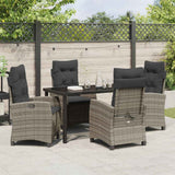 Garden Dining Set with Cushion 5 pcs Grey Poly Rattan - Top-Down View