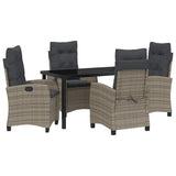 Garden Dining Set with Cushion 5 pcs Grey Poly Rattan