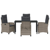 Garden Dining Set with Cushion 5 pcs Grey Poly Rattan - Close-Up Angle