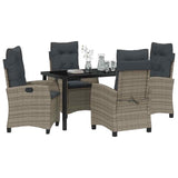 Garden Dining Set with Cushion 5 pcs Grey Poly Rattan