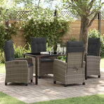 Garden Dining Set 5 pcs Grey Poly Rattan