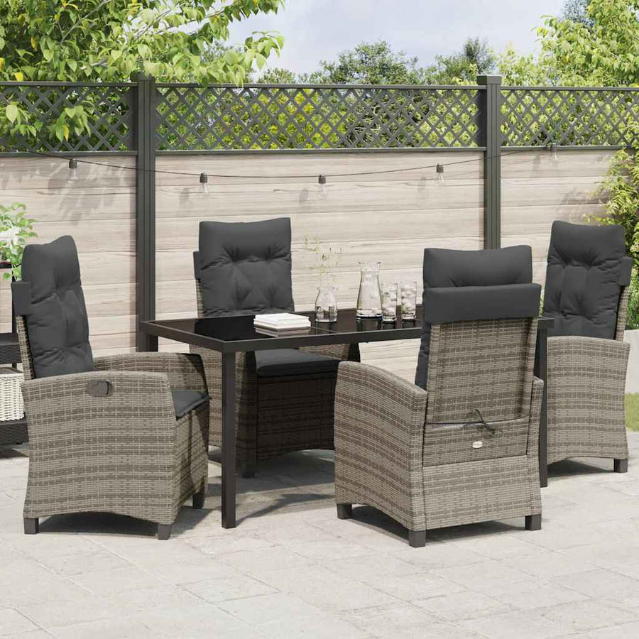 Garden Dining Set 5 pcs Grey Poly Rattan