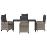 Garden Dining Set with Cushion 5 pcs Grey Poly Rattan - Close-Up Angle