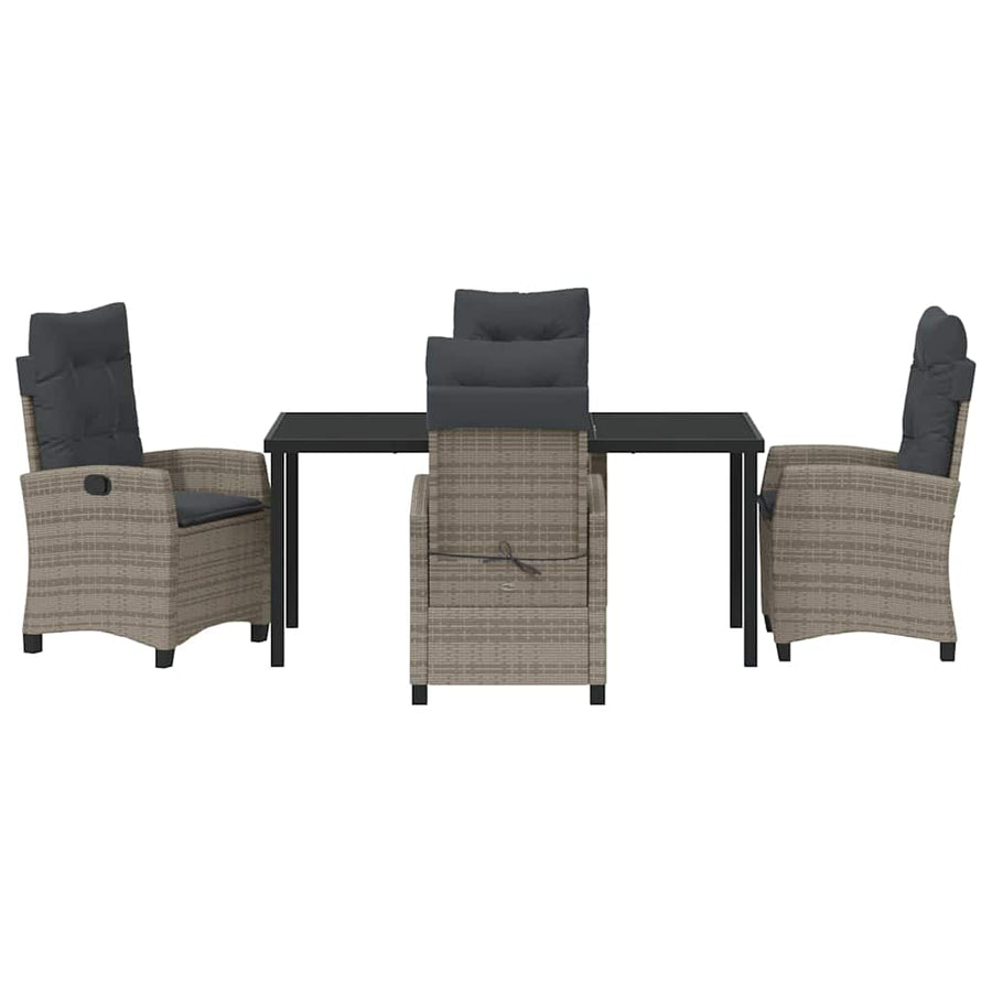 Garden Dining Set 5 pcs Grey Poly Rattan