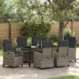 Garden Dining Set with Cushion 7 pcs Grey Poly Rattan