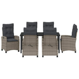 Garden Dining Set with Cushion 7 pcs Grey Poly Rattan - Close-Up Angle