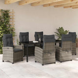 Garden Dining Set with Cushion 7 pcs Grey Poly Rattan - Top-Down View