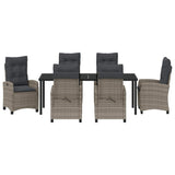 Garden Dining Set with Cushion 7 pcs Grey Poly Rattan