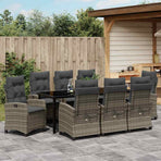 Garden Dining Set 9 pcs Grey Poly Rattan