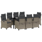 Garden Dining Set 9 pcs Grey Poly Rattan