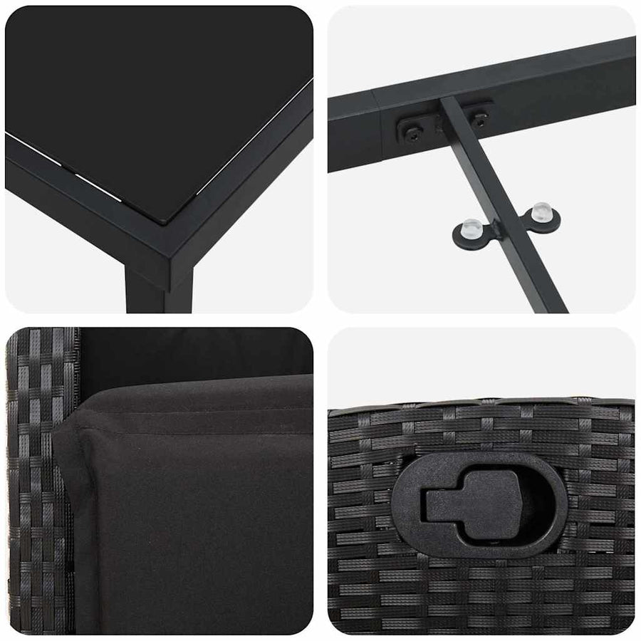 Garden Dining Set 5 pcs Black Poly Rattan
