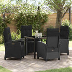 Garden Dining Set 5 pcs Black Poly Rattan