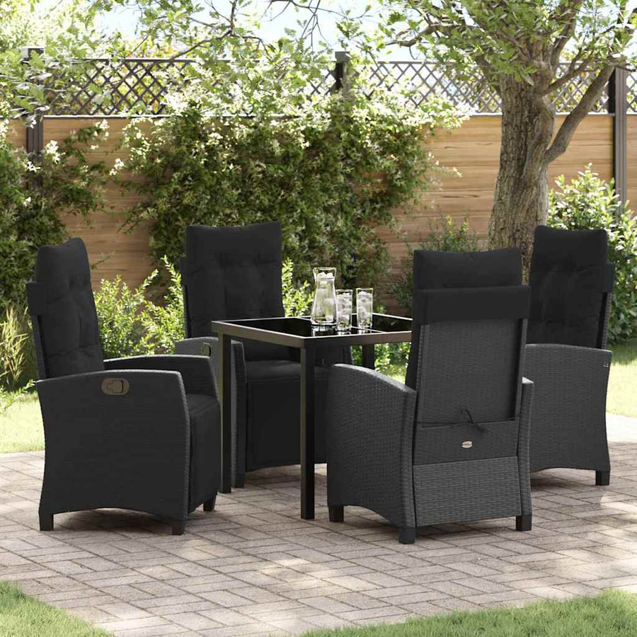 Garden Dining Set 5 pcs Black Poly Rattan