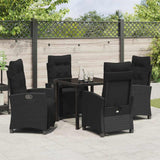 Garden Dining Set with Cushion 5 pcs Black Poly Rattan