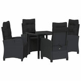 Garden Dining Set with Cushion 5 pcs Black Poly Rattan - Front View