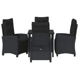 Garden Dining Set with Cushion 5 pcs Black Poly Rattan - Close-Up Angle