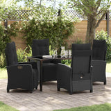 Garden Dining Set with Cushion 5 pcs Black Poly Rattan