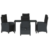 Garden Dining Set with Cushion 5 pcs Black Poly Rattan - Close-Up Angle