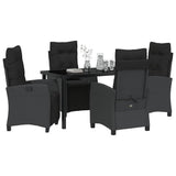 Garden Dining Set with Cushion 5 pcs Black Poly Rattan