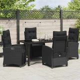 Garden Dining Set with Cushion 5 pcs Black Poly Rattan - Top-Down View