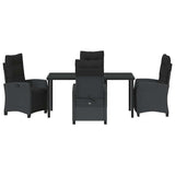 Garden Dining Set with Cushion 5 pcs Black Poly Rattan