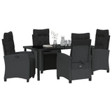 Garden Dining Set with Cushion 5 pcs Black Poly Rattan - Side View