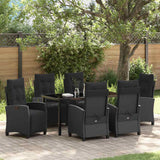 Garden Dining Set with Cushion 7 pcs Black Poly Rattan