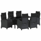 Garden Dining Set with Cushion 7 pcs Black Poly Rattan