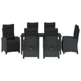 Garden Dining Set with Cushion 7 pcs Black Poly Rattan