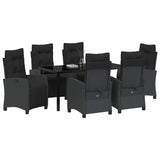 Garden Dining Set with Cushion 7 pcs Black Poly Rattan - Side View