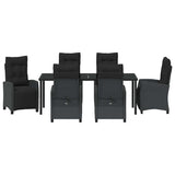 Garden Dining Set with Cushion 7 pcs Black Poly Rattan - Close-Up Angle