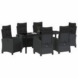Garden Dining Set with Cushion 7 pcs Black Poly Rattan - Side View