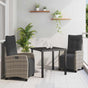 Garden Dining Set 3 pcs Grey Poly Rattan