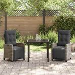 Garden Dining Set 3 pcs Grey Poly Rattan