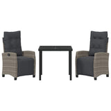 Garden Dining Set with Cushion 3 pcs Grey Poly Rattan - Close-Up Angle