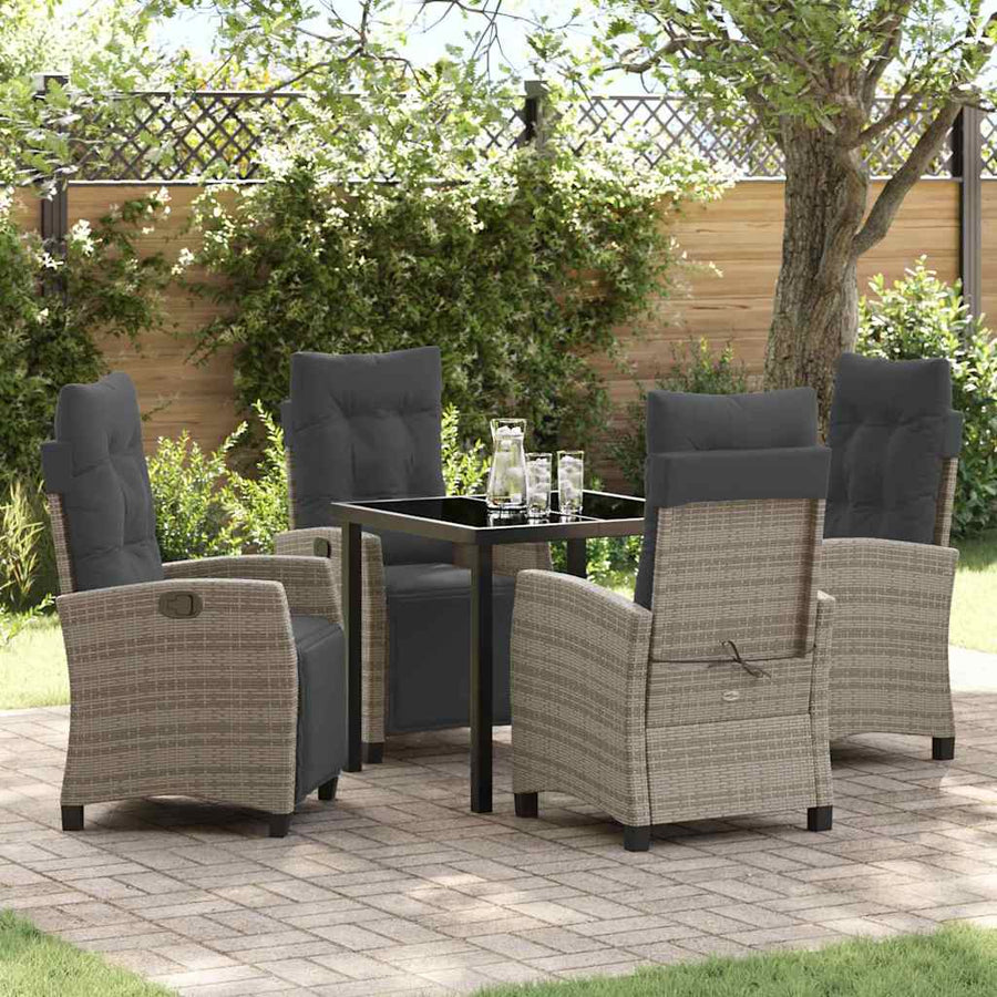Garden Dining Set 5 pcs Grey Poly Rattan