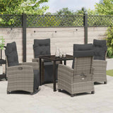 Garden Dining Set with Cushion 5 pcs Grey Poly Rattan - Top-Down View