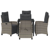 Garden Dining Set with Cushion 5 pcs Grey Poly Rattan - Close-Up Angle