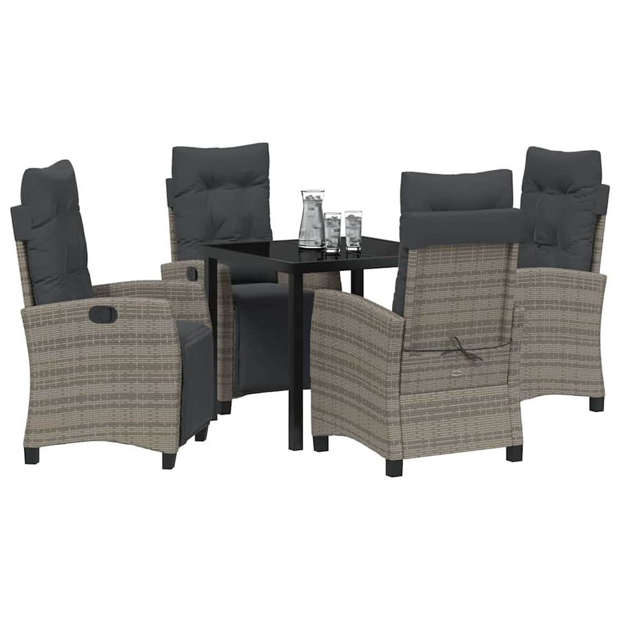 Garden Dining Set 5 pcs Grey Poly Rattan