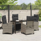Garden Dining Set with Cushion 5 pcs Grey Poly Rattan