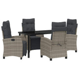 Garden Dining Set with Cushion 5 pcs Grey Poly Rattan