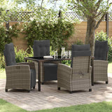 Garden Dining Set with Cushion 5 pcs Grey Poly Rattan