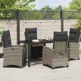Garden Dining Set with Cushion 5 pcs Grey Poly Rattan