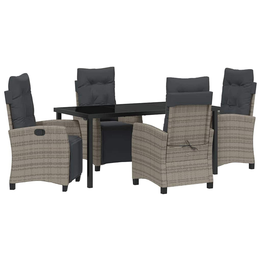 Garden Dining Set 5 pcs Grey Poly Rattan