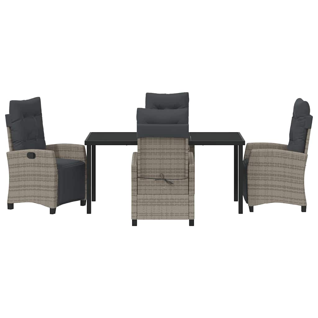Garden Dining Set with Cushion 5 pcs Grey Poly Rattan