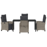 Garden Dining Set with Cushion 5 pcs Grey Poly Rattan