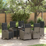 Garden Dining Set with Cushion 7 pcs Grey Poly Rattan