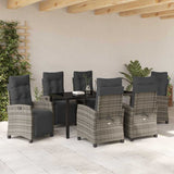 Garden Dining Set with Cushion 7 pcs Grey Poly Rattan - Top-Down View
