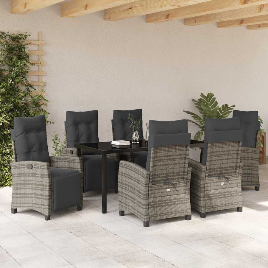 Garden Dining Set 7 pcs Grey Poly Rattan